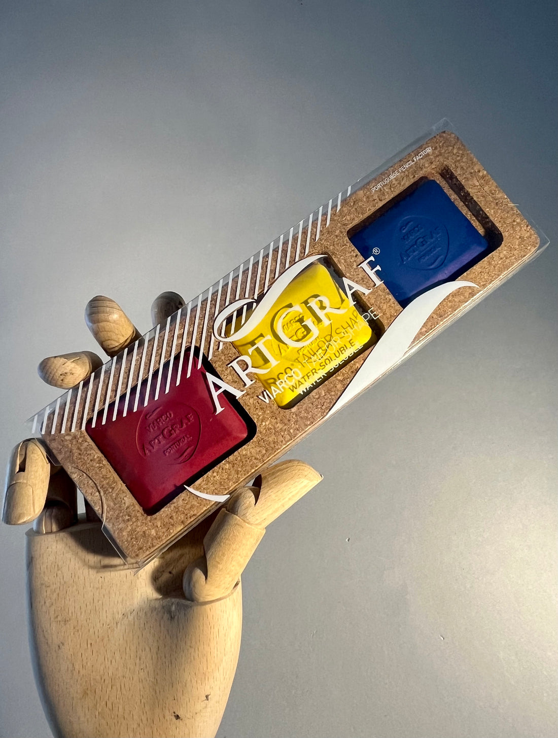 ArtGraf Tailor Shape 3-piece Primary Colors set with cork base.