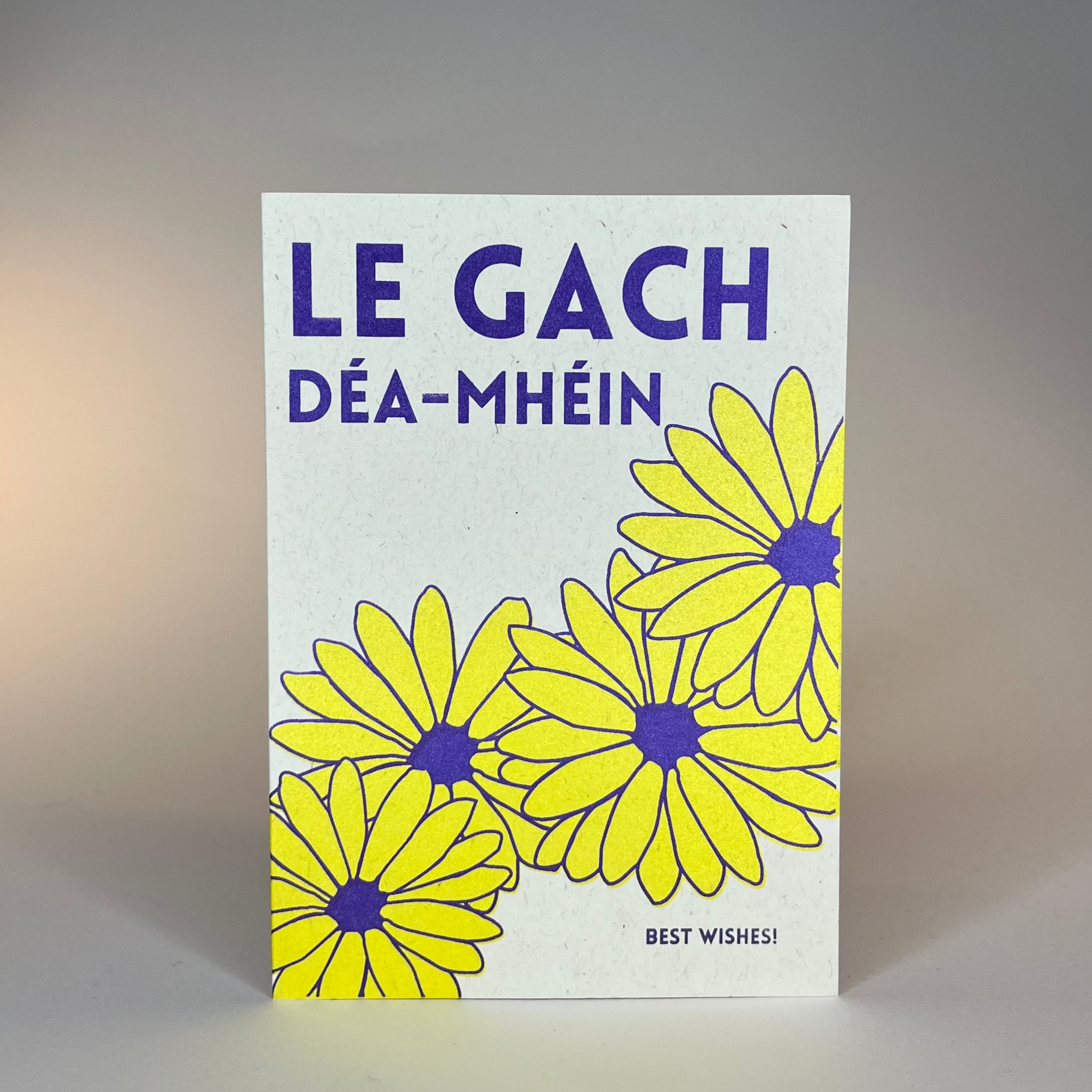 "Le Gach Déa-Mhéin / Best Wishes" Bilingual A6 Card