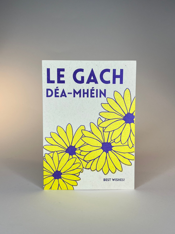 "Le Gach Déa-Mhéin / Best Wishes" Bilingual A6 Card