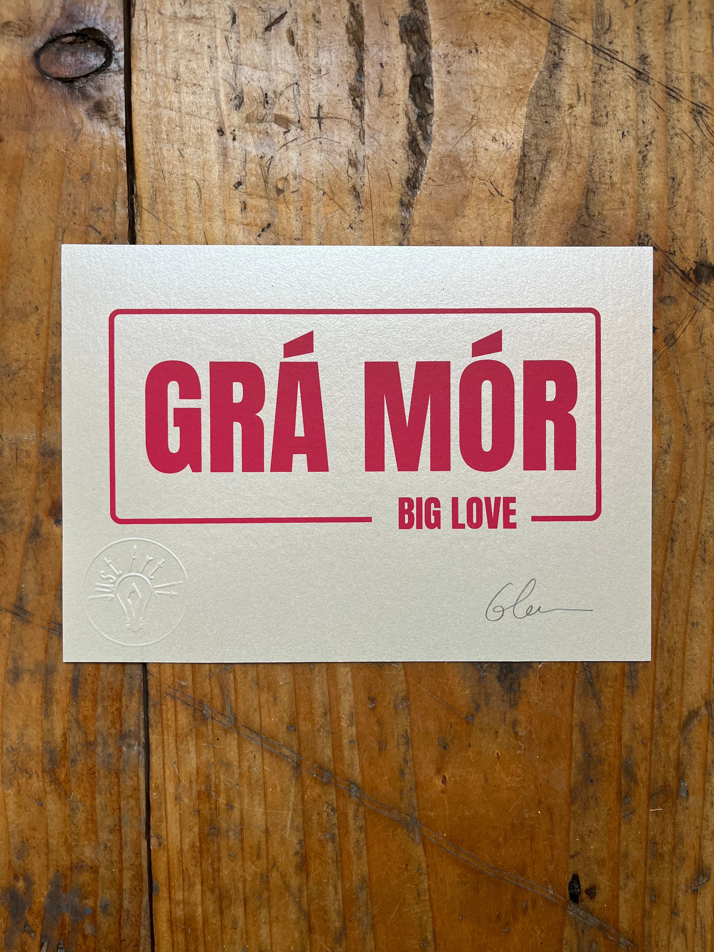 "Grá Mór" Mini Screen Print - Gaeilge Bilingual Series